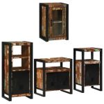 Set de mobilier pentru baie cu ușă 4 pcs Lemn recuperat solid GartenMobel Dekor