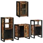 Set de mobilier pentru baie cu ușă 4 pcs Lemn recuperat solid GartenMobel Dekor