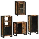 Set de mobilier pentru baie cu ușă 4 pcs Lemn recuperat solid GartenMobel Dekor