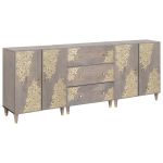 Set de mobilier pentru baie 3 pcs Gri și Aur 180 x 33 x 75 cm GartenMobel Dekor