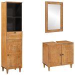 Set de mobilier pentru baie cu ușă 3 pcs Maro 38 x 33 x 160 cm GartenMobel Dekor