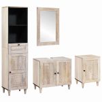 Set de mobilier pentru baie cu ușă 4 pcs Alb 38 x 33 x 160 cm GartenMobel Dekor