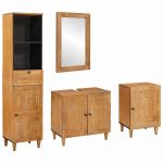 Set de mobilier pentru baie cu ușă 4 pcs Maro 38 x 33 x 160 cm GartenMobel Dekor