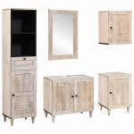 Set de mobilier pentru baie cu ușă 5 pcs Alb 38 x 33 x 160 cm GartenMobel Dekor