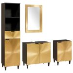 Seturi de mobilier pentru baie cu sertar 4 pcs Negru și Aur GartenMobel Dekor