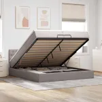 Cadru de pat otoman cu saltele Taupe 200x200cm țesătură GartenMobel Dekor