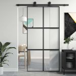 Ușă glisantă, negru, 102,5x205 cm, sticlă securizată/aluminiu GartenMobel Dekor