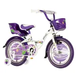 Bicicleta pentru copii, 16 inch, roti ajutatoare, scaun papusi, cos frontal, manere cauciucate, mov blackberry MultiMark GlobalProd