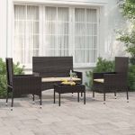Set mobilier relaxare grădină 4 piese cu perne poliratan negru GartenMobel Dekor
