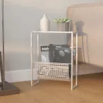 Raft de reviste, argintiu, 35x15x45 cm, oțel GartenMobel Dekor