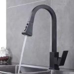 Baterie Bucatarie cu Dus Extractibil, Alama Sanitara, Negru, OD/2040 ModernLight Concept
