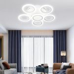 Lustra LED cu telecomanda BOEME 50W, 6 Cercuri, lumina Rece/Calda/Neutra, Dimabila, Alb ModernLight Concept