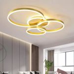 Lustra LED cu telecomanda LYRA 100W, 3 Cercuri, lumina Rece/Calda/Neutra, Dimabila, Auriu Periat ModernLight Concept