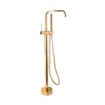 Baterie de Podea cu Para si Furtun, Alama Sanitara, Auriu, CF2041 ModernLight Concept