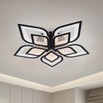 Lustra LED cu telecomanda DALIA 170W, 5 Petale, lumina Rece/Calda/Neutra, Dimabila, Negru ModernLight Concept