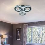 Lustra LED cu telecomanda si cristal TIMOTEI 30W, 3 Cercuri, lumina Rece/Calda/Neutra, Dimabila, Crom Lucios Negru ModernLight Concept