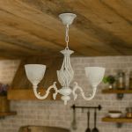 Lustra VINTAGE, tip Pendul cu brate, COTTAGE, Circulara, 3xE27, Sticla si Metal, Alb ModernLight Concept