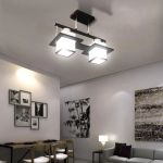 Lustra Clasica Aramis cu Lemn Abajur Patrat 2X E27 Alb Negru ModernLight Concept
