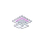 Lustra LED cu telecomanda si cristal LEILA 154W, 3 Patrate, lumina Rece/Calda/Neutra, Dimabila, Alb Crom Lucios ModernLight Concept