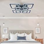 Lustra LED cu telecomanda si cristal LEILA RGB 237W, 8 Patrate, lumina Rece/Calda/Neutra, Dimabila, Negru Crom Lucios ModernLight Concept