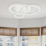 Lustra LED cu telecomanda si cristal NOVA ROTONDA RGB 154W, 3 Cercuri, lumina Rece/Calda/Neutra, Dimabila, Alb ModernLight Concept