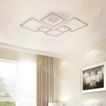 Lustra LED cu telecomanda si cristal QUADRIS RGB 170W, 6 Patrate, Lumina Rece/Calda/Neutra, Dimabila, Alb ModernLight Concept