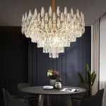 Candelabru Cristal ALHAMBRA Eleganza 8x E14, Diametru 49cm, Auriu Lucios, Inaltime Reglabila ModernLight Concept