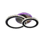Lustra LED cu telecomanda si cristal ZAFINA RGB 106W, 2 Cercuri, lumina Rece/Calda/Neutra, Dimabila, Negru ModernLight Concept