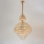 Candelabru Cristal WINDSOR Grande Supremo 14xE27, Diametru 60X90cm, Auriu Lucios, Inaltime Reglabila ModernLight Concept