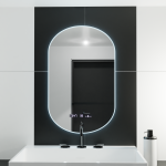 Oglinda LED Ovala, 50x80cm, Lucia Senzor Marcello, Sistem Dezaburire, Ceas & Termometru, Dimabila ModernLight Concept