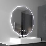 Oglinda LED Poligon, 70cm, Judith Senzor MotionGlow Marcello, Sistem Dezaburire, Ceas & Termometru, Dimabila 084 ModernLight Concept