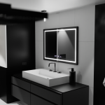 Oglinda LED Rectangulara, 120x80cm, Verite Majeste Noir Motion Glow Marcello, Sistem Dezaburire, Ceas & Termometru, Dimabila ModernLight Concept