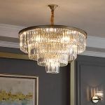 Candelabru Cristal CHAMBORD Eleganza 8xE14, Diametru 48cm, Auriu Mat, Inaltime Reglabila ModernLight Concept