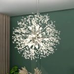 Candelabru Cristal Schonbrunn, 6x G9, Diametru 40cm, Argintiu Lucios, Inaltime Reglabila ModernLight Concept