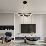 Lustra LED Suspendata PAGANO 31W, 2 Cercuri, Lumina Rece/Calda/Neutra, Dimabila, Negru, Inaltime Reglabila ModernLight Concept