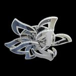 Lustra LED cu telecomanda si cristal Alejandro 154W, 9 Flori, lumina Rece/Calda/Neutra, Dimabila, Crom Lucios ModernLight Concept