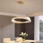 Lustra LED cu telecomanda si cristal LUIGI, 35W, lumina Rece/Calda/Neutra, Dimabila, Auriu ModernLight Concept
