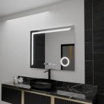 Oglinda LED Rectangulara, 100x80cm, Precision MotionGlow Marcello, Sistem Dezaburire, Ceas & Termometru, Lupa Cosmetica, Dimabila ModernLight Concept