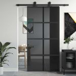 Ușă glisantă, negru, 102,5x205 cm, sticlă securizată/aluminiu GartenMobel Dekor