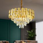 Candelabru Cristal BELVEDERE Nobile 5xE14, Diametru 40cm, Auriu Lucios, Inaltime Reglabila ModernLight Concept