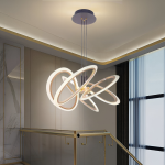 Lustra LED suspendata cu Telecomanda RIMINI 85W, 5 Elemente, lumina Rece/Calda/Neutra, Dimabila, Auriu ModernLight Concept
