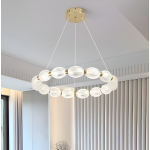 Lustra LED suspendata cu telecomanda FAUSTO II, 43W, lumina Rece/Calda/Neutra, Dimabila,Inaltime Reglabila, Auriu ModernLight Concept