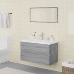 Set de mobilier de baie, gri sonoma, lemn prelucrat GartenMobel Dekor