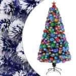 Brad Crăciun artificial luminat alb&albastru 120cm fibră optică GartenMobel Dekor