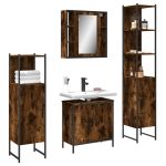 Set dulapuri de baie, 4 piese, stejar afumat, lemn prelucrat GartenMobel Dekor