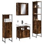 Set dulapuri de baie, 4 piese, stejar afumat, lemn prelucrat GartenMobel Dekor
