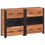 Bufet 3 pcs Maro 110 x 30 x 75 cm Lemn masiv de acacia GartenMobel Dekor