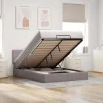 Pat otoman cu saltea și LED-uri Taupe 140x190 cm țesătură GartenMobel Dekor