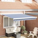 Cortina Retractabilă Albastru și Alb 300 x 250 cm GartenMobel Dekor