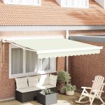 Cortina Retractabilă Crem 300 x 250 cm Material textil, Metal GartenMobel Dekor
